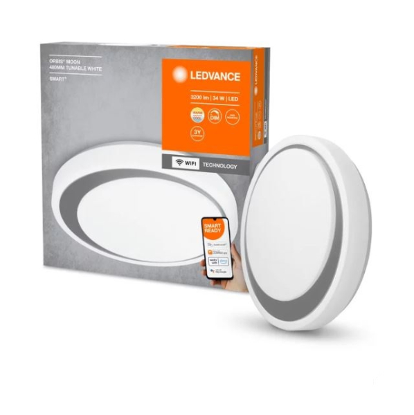 LEDVANCE LED Dimmable smart ceiling / wall light - plafon 34W / Ø 48cm / 3000-6500K / TW - multicolored + tunable white / 2000Lm / IP20 / 145° / SMART + WIFI ORBIS Moon / 4058075486423 / 20-7911