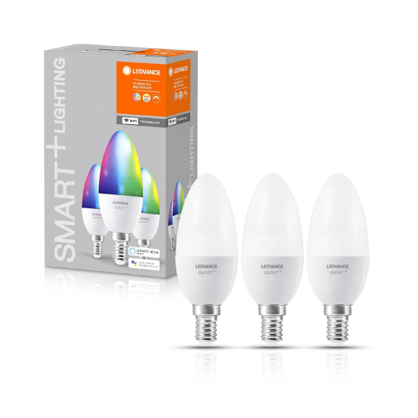 PĒRKOT KOMPLEKTU - 3 spuldzes LEDVANCE LED spuldze E14 / 5W / RGBW / SMART+ WiFi / 4058075485938 / 20-2626