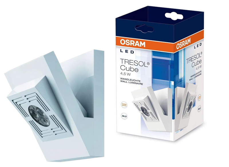 В наличии только 3 светильника! / OSRAM LED Накладной настенный светильник TRESOL Cube / 4.5W / 165lm / 3000K - теплый белый / IP20 / 30° / 4008321997821