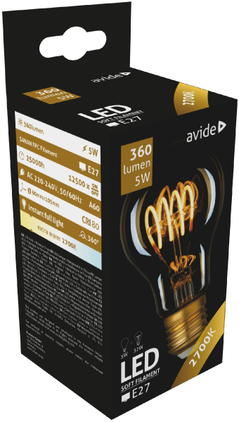 LED spuldze Soft Filament Globe / 5W / 360Lm / 2700K / E27 / 360° / EW / Аvide / 5999097924564 / 10-179