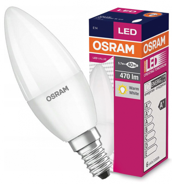  OSRAM LED лампа E14 / 470lm / 4.9W / 2700K / 4052899326453 / 20-0051