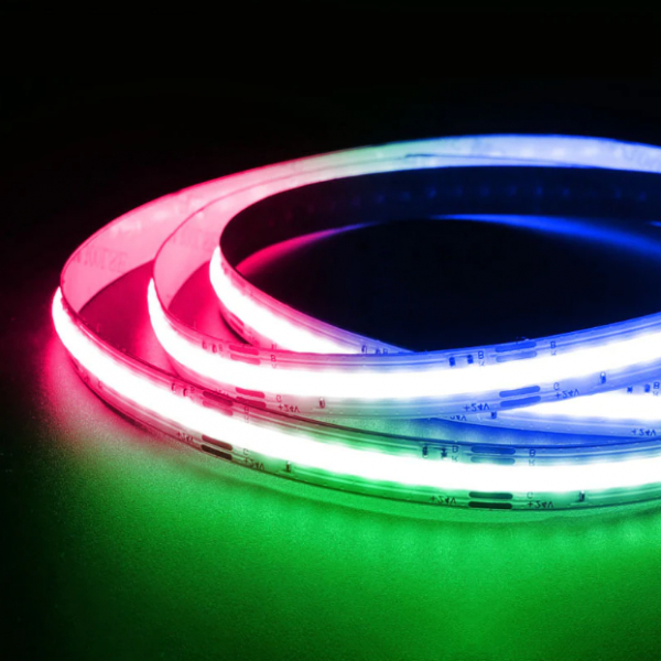 LED COB lente / LED COB daudzkrāsaina virtene 24V / 840LED/m / Lente tiek pārdota pa 10m / 620Lm / RGB - daudzkrāsaina / IP66 / Nepārtraukta izgaismojuma LED lente / bez punktiem / 5901289755979 / 05-9510