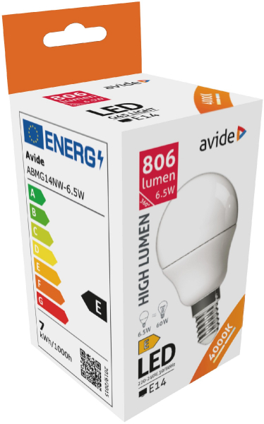 LED лампа Globe Mini / G45 / 6,5W / E14 / NW - нейтрально белый / 806Lm / 4000K / Avide / 5999097931609 / 10-189