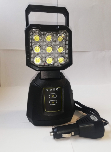 LED EPISTAR 27W  (9 диодов )LED Переносная лампа  для сервисов /  12-24V, холодный белый 6000K, IP68,/ 04-017