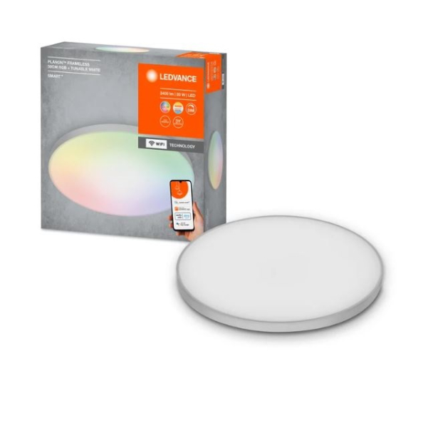 LEDVANCE LED Dimmable smart ceiling / wall light - plafon 20W / Ø 30cm / RGBTW - multicolored + tunable white / 1600Lm / IP20 / 110° / SMART+ Wifi Planon / 4058075484696 / 20-7054