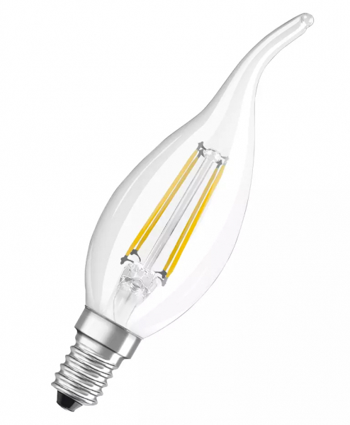  OSRAM  LED FIlament лампочка свеча E14 / 4W / 2700K / 470lm / RETROFIT / 4058075590250 / 20-013