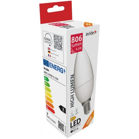 LED bulb Candle / 6.5W / E14 / 806Lm / WW - warm white / 3000K / Avide / 5999097931104 / 10-1372