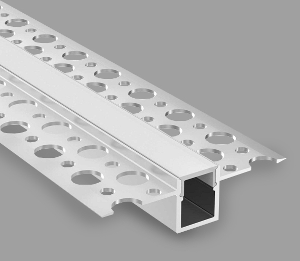 Iebūvējams / zemapmetuma anodēts alumīnija profils ar matētu stiklu LED lentei ģipškartona plāksnēm / komplektā: stikls, gala vāciņi 2 gab. / HB-56X15 / 3m x 56mm x 15mm / 4752233009003 / 05-705