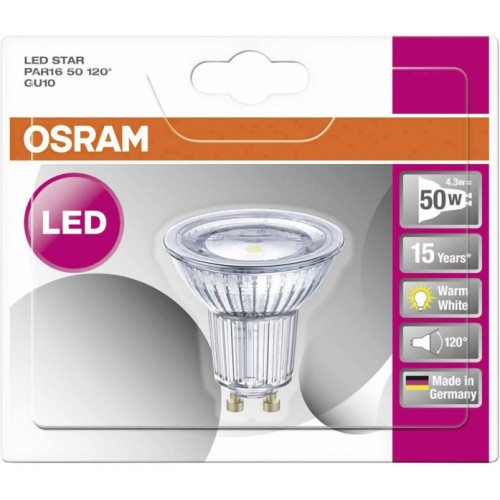 OSRAM LED spuldze GU10 / 4.3 W / 2700K / 120° / 350lm / 4052899958081 / 20-105