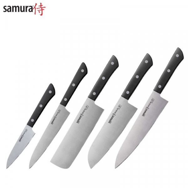 Samura HARAKIRI Комплект универсальных ножей (5шт.) 58 HRC с Черной ручкой / 4751029321367
