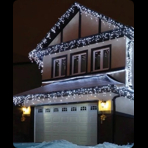 LED Рождественская гирлянда, сосульки для улицы и помещений с кристаллами / 13.66W / 15.2m / 300 диодов / холодный белый + эффект мерцания / IP44 / соединяемая / 19-506
