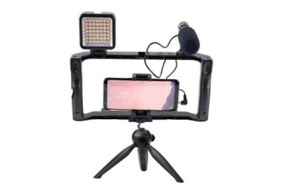 LED Selfie лампа - комплект для блогеров со штативом / держателем для телефона / микрофоном / Селфи лампа / selfie lampa / ring lamp / 4752233007856 / 06-412