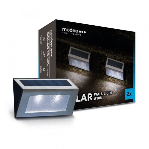 LED настенный светильник с солнечной батареей / 6000K / IP44 / 1,5Lm / комплект из 2 шт. / 5999570714743 / 03-886