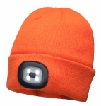 Cepure ar LED gaismu 150Lm, distance 10m, IP44, līdz 4 stundam, lādējama caur USB , Oranža krāsa / cepure ar LED lukturi / cepure ar integrētu LED apgaismojumu / 5036108287109 / 15-300  :: LED cepures un Lukturīši