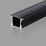 Iebūvējams melns dziļš anodēts alumīnija profils ar melnu stiklu LED lentei ģipškartona plāksnēm, flīzēm, mēbelēm utt. / komplektā: stikls, gala vāciņi 2 gab., stiprinājumi 2gab. / HB-24X14.2BCW / 3m x 24mm x 14.2mm / 4752233009287 / 05-734 :: Trīsmetrīgie profiļi (3 metri)