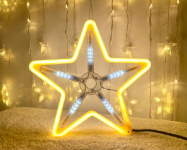 LED Ziemassvētku gaismeklis - zvaigzne / Ziemassvētku dekors / Silti neona balta + ZIBSPULDZES EFEKTS  / IP44 / 1.8W / 30 x 30 cm / 40 LED diodes / 2000509534592 / 19-591 :: LED Ziemassvētku dekors