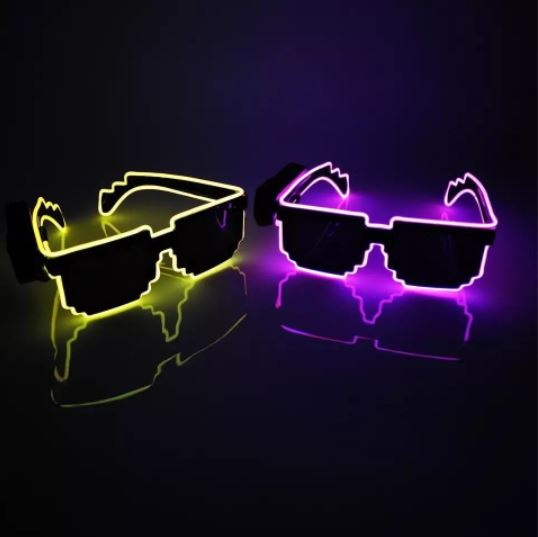 LED glasses with illumination / powered by 2 x R6 batteries / MIX colors / 2000509534677 / 07-088