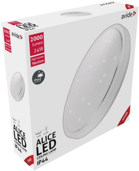 LED потолочный / настенный светильник-плафон Oyster 24W / WW-теплый белый / 3000K / 2000lm /  IP44 / Avide / 5999097924229 / 10-413