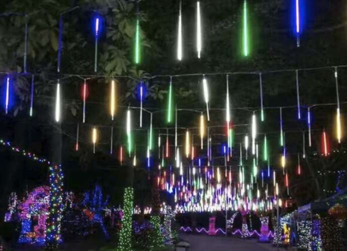 LED Christmas garland Starry rain for outdoors - canopy and indoor / 36LED / 50cm / 5,55m / IP44 / multicolor / 5900779942073 / 19-611