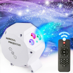 LED projektors AURORA / Zvaigžņota debess / galaktikas / kosmosa projekcija / ar tālvadības pulti / 360° / 12V / balts / 15 x 15 x 9 cm / 19-242 :: Āra un iekštelpu lāzera projektori 