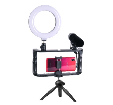 LED кольцевая лампа - комплект для блогеров со штативом / держателем для телефона / микрофоном / Селфи лампа / Ring lamp (lamp RD) / selfie lampa / ring lamp / 1 x 6” / 4752233007818 / 06-408