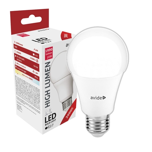 LED spuldze Avide E27 / 16W / A60  / 1990lm / 3000K /  5999097924984 / 10-134