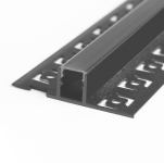 Iebūvējams / zemapmetuma melns anodēts alumīnija profils ar melnu stiklu LED lentei ģipškartona plāksnēm, flīzēm / komplektā: stikls, gala vāciņi 2 gab. / HB-52.5X13.3BCD / 3m x 52.5mm x 13.3mm / 4752233008969 / 05-701 :: Trīsmetrīgie profiļi (3 metri)