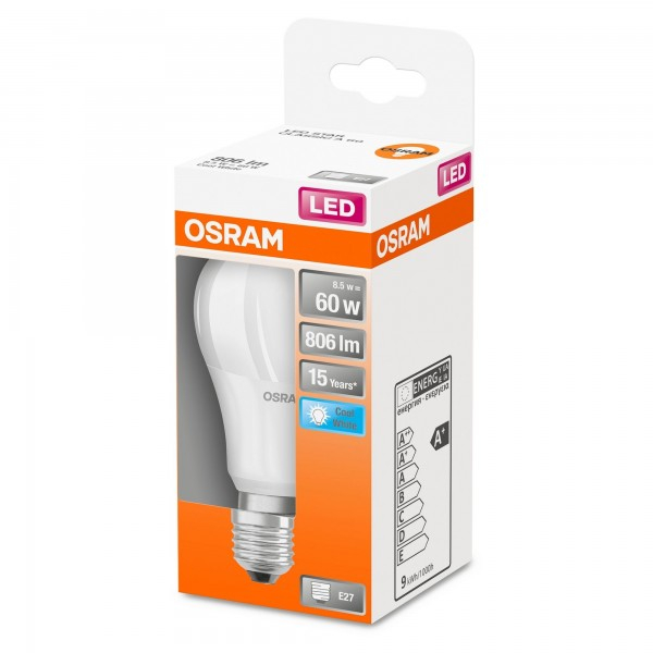 OSRAM LED spuldze / E27 / 8.5W / 2700K / A60 / 806lm  / 200° / 4058075463288 / 20-039