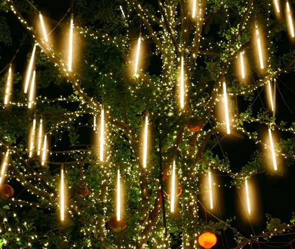 LED Рождественская гирлянда Звездный дождь для улицы - под навесом и помещений / 36LED / 50cm / 5,55m / IP44 / WW - теплый белый / 5900779942080 / 19-612