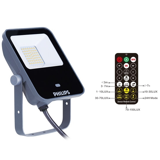 LED floodlight with sensor and control remote / 20W / 2000Lm / 3000K / 911401733352 / 8710163331331 / 03-471