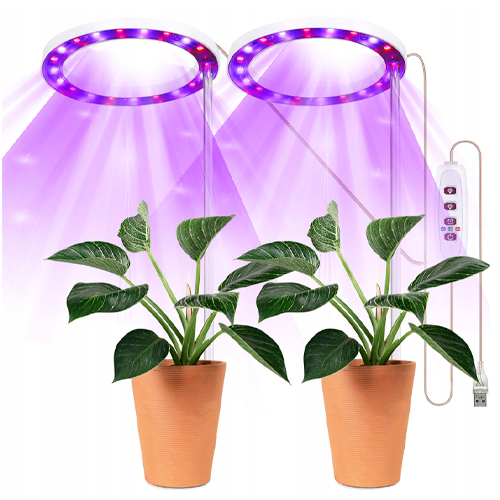 LED лампа для растений / Фитолампа / 5В / 2х5Вт / 360° / USB / 25 см / 5904507668877 / 04-256