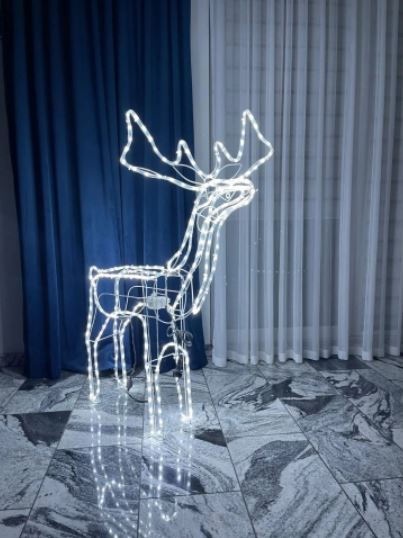 LED Ziemassvētku figūra - kustīgs briedis / Ārejai un iekšējai izmantošanai / Ziemassvētku dekors / CW - auksti balts / augstums 110 cm / 230V-50Hz / 264 LED diodes / IP44 / 2000509534943 / 19-621