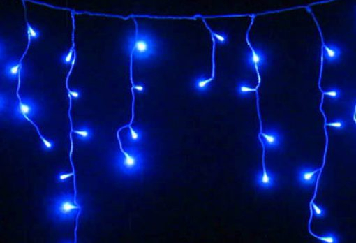 LED Christmas garland icicles for outdoors and indoors / 13 m (light line 12 m) / 12.36W / 300 diodes / blue / IP44 / 19-452