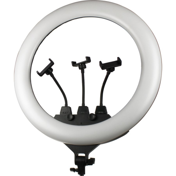 Gredzenveida LED lampa ar regulējamo statīvu / Riņķa lampa / Selfie lampa / 20W / Ø 36 cm / 160 cm / 240 LED diodi / USB / silti - neitrāli - auskti balta / 4752233010214 / 06-422