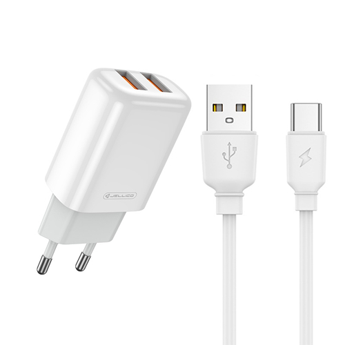 Fast charging power adapter with 2 x USB and USB-C (Type-C) cable / 6974929203269 / 07-716
