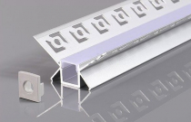 Iebūvējams / zemapmetuma stūra anodēts alumīnija profils ar matētu stiklu LED lentei ģipškartona plāksnēm / komplektā: stikls, gala vāki 2 gab. / HB-50X25.3 /  3m x 50mm x 25.3mm  / 4752233009089 / 05-713 :: LED alumīnija profili LED lentēm / OUTLET
