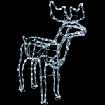 LED Ziemassvētku figūra - kustīgs briedis / ārejai un iekšējai izmantošanai / Ziemassvētku dekors / CW - auksti balta+zils ZIBSPULDZES EFEKTS / augstums 125cm / garums 100cm / 230V-50Hz / 13,46W / IP44 / 19-509 :: Ziemassvētku dzivnieku LED dekorācijas