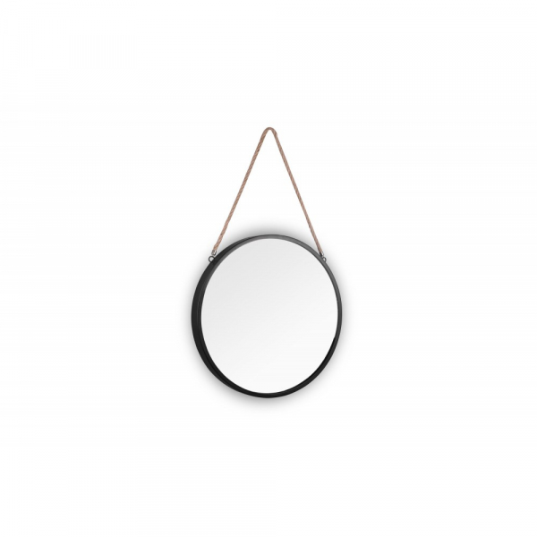 Зеркало Sabine / Ø 40 cm / чёрное с веревкой / 4251820301969 / 30-0020