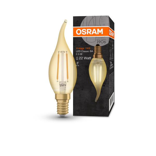 OSRAM LED lamp E14 / 2.5W / 2400K / 220Lm / 300° / IP20 / Vintage 1906 CLAS BA / 4058075293236 / 20-0147