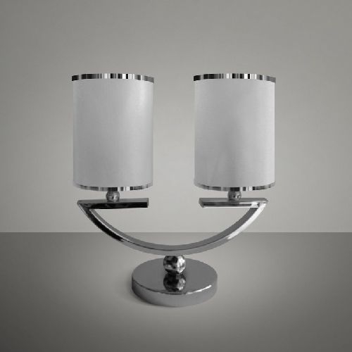 SUPER AKCIJA -50% / Galda lampa / silver / 2 auduma plafoni (halogēnspuldze E14 max 40W - nav iekļautas)  / 1Z011L200 / 2000002005810 / 06-2413