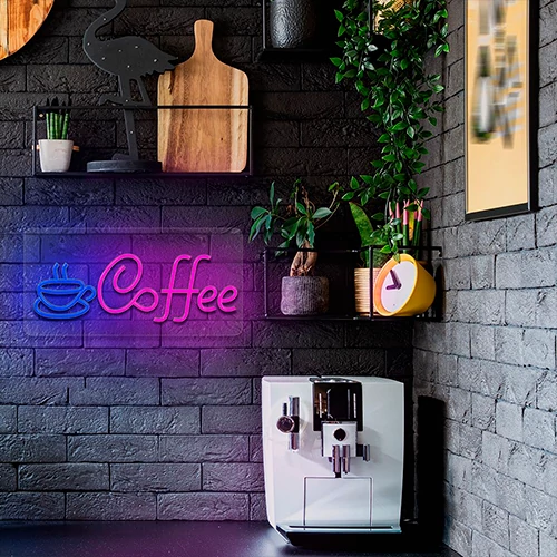 LED Neon light sign - COFFEE, pink blue