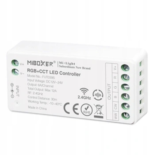 RGBWW LED strip controller with CCT panel 4 zones 12V-24V
