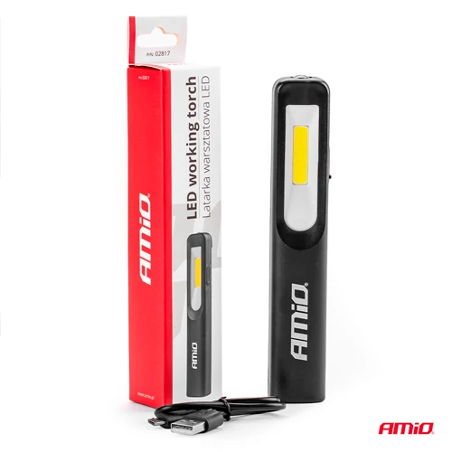 Service flashlight with magnet and hook WT07, IP44, 6500K, 1200mAh, micro USB