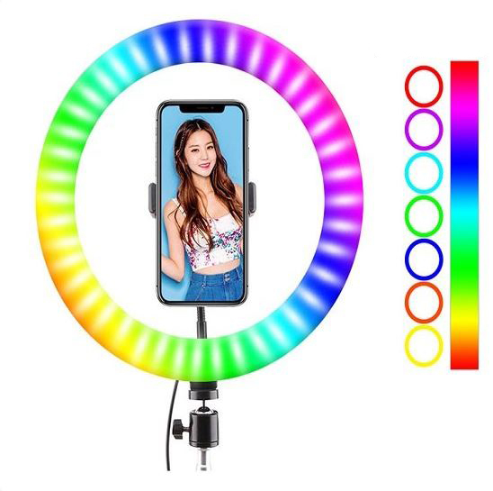Gredzenveida 12W selfie lampa ar regulējamu statīvu un tālvadības pulti