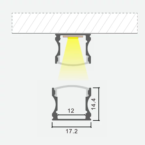 Anodized high aluminum profile for LED strip HB-17.2X14.4M