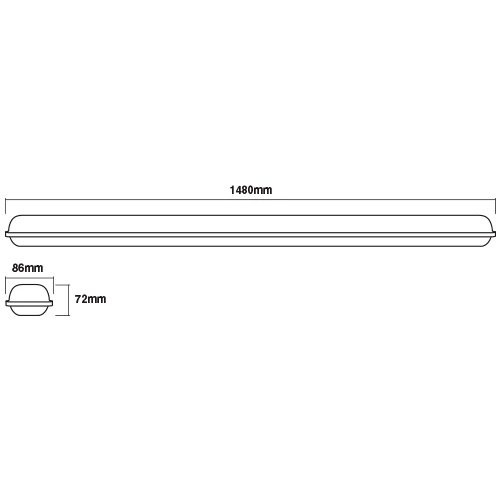 LED линейный светильник 150cm, 48W, 4000K, IP65 SUBMARINE INTEGRATED