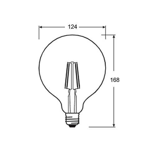 Vintage style LED bulb E27, G125, 2.5W, 220lm, 2400K, filament