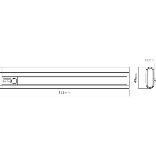 Functional linear 31 cm lamp with batteries 2.9W 4000K