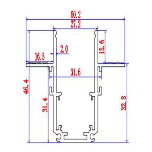 Recessed under plasterboard 2m rail for magnetic track lighting system