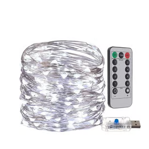 LED Ziemassvētku diožu virtene - aizkari vara stieple ar pulti